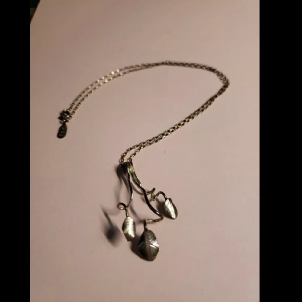 Vintage Necklace Marked B Israel 925 Leaf Design 18" Chain B. Paz